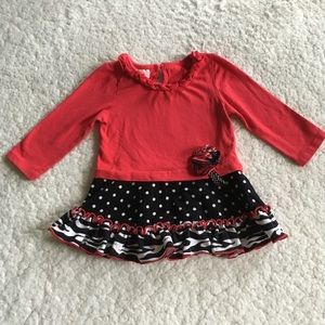 Bonnie Baby Red And Polka Dot Long Sleeved Top